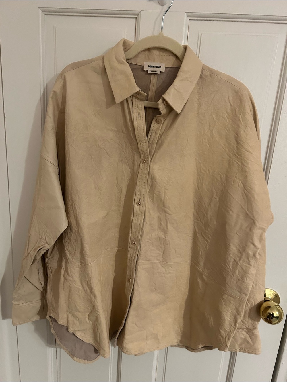 ZADIG & VOLTAIRE. LEATHER. NWT Light Beige Button-Up Jacket